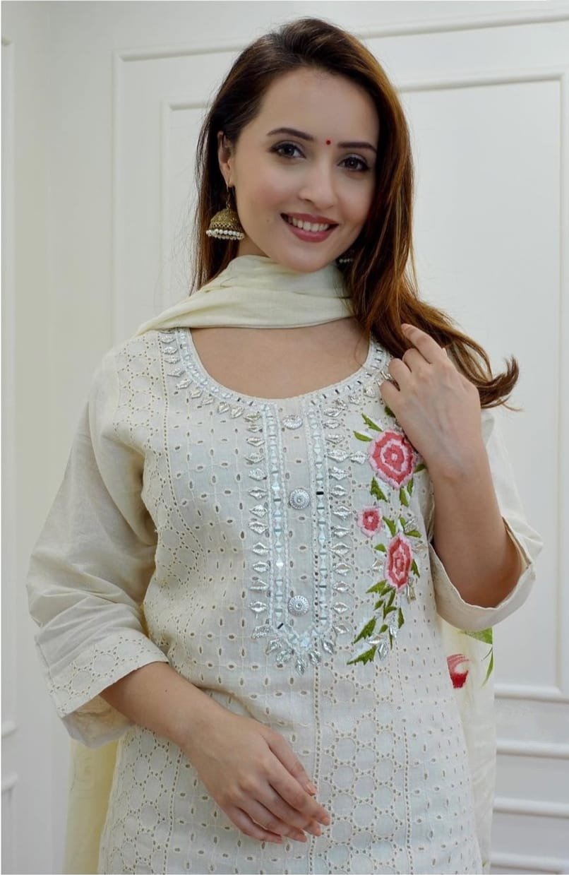 white floral kurti – khushiyan