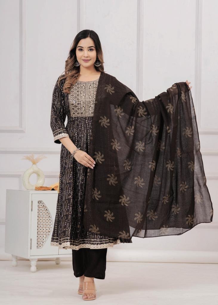 Black suit printed by khushiyan