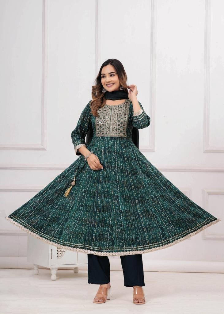 Green Printed Suit Front