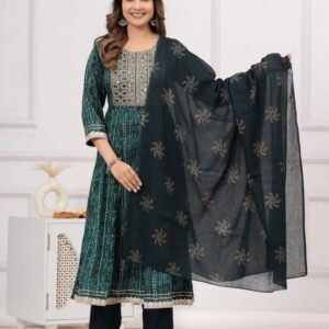 Green printed suit