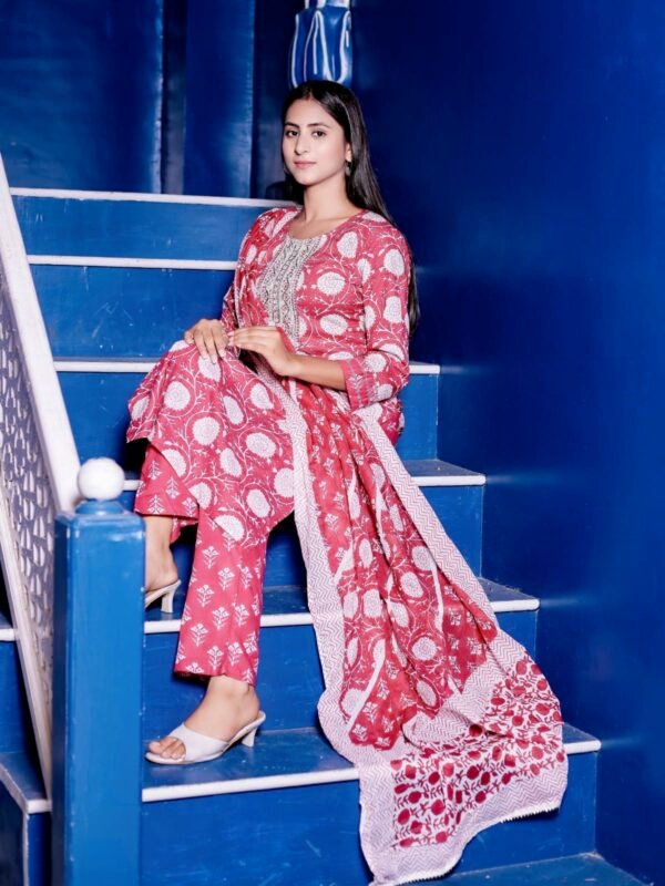 Rosabagh Block Print Kurta Set