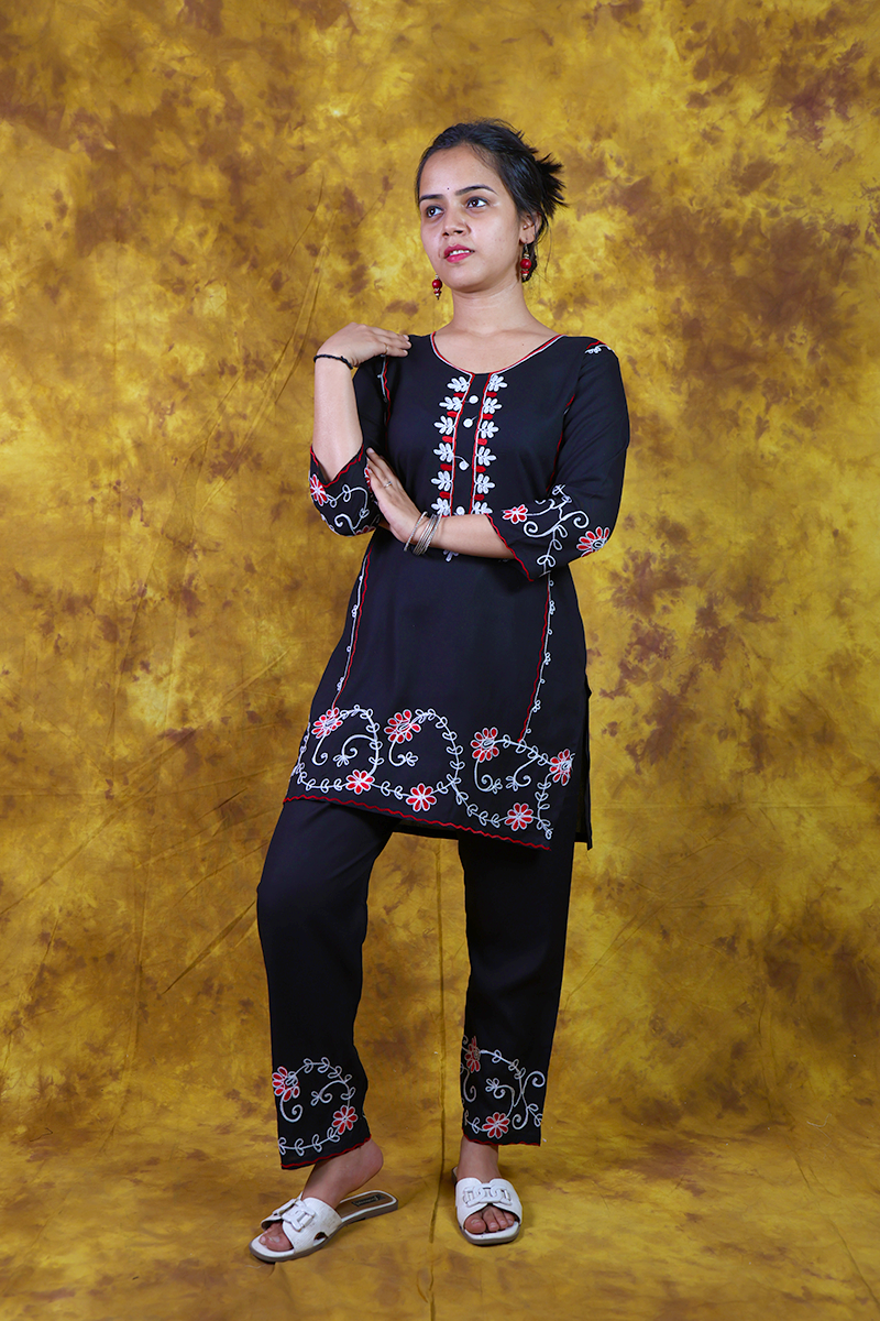 Black Threadwork Co-ord Set 2