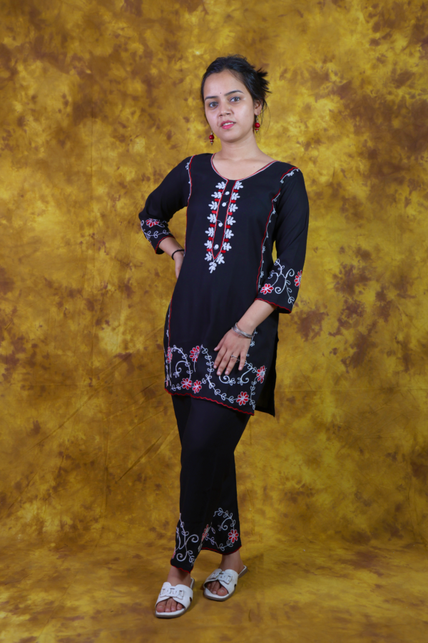 Black Threadwork Co-ord Set