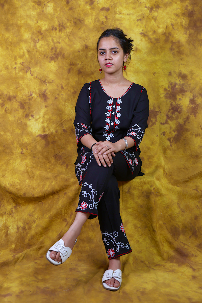 Black Threadwork Co-ord Set 6