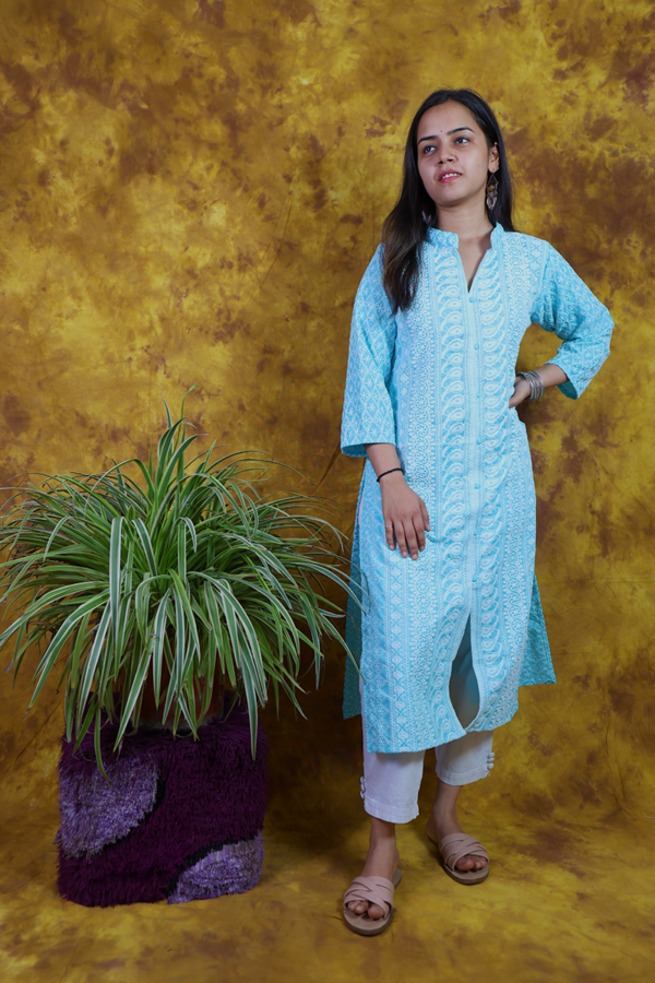Blue Chikankari Kurta