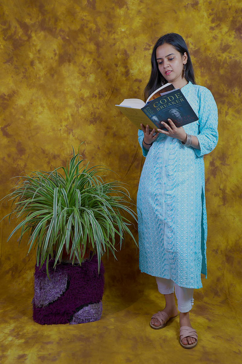 Blue Chikankari Kurti Set