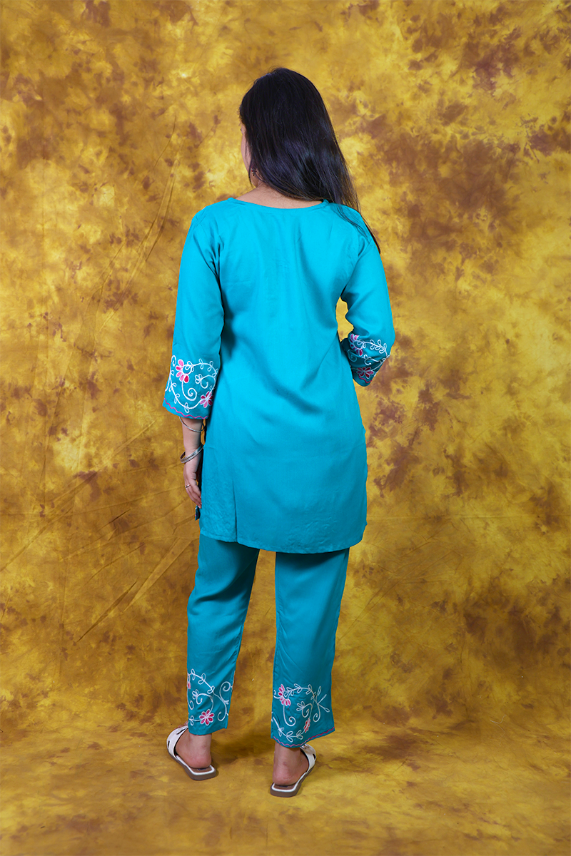 Blue Threadwork Co-ord set back