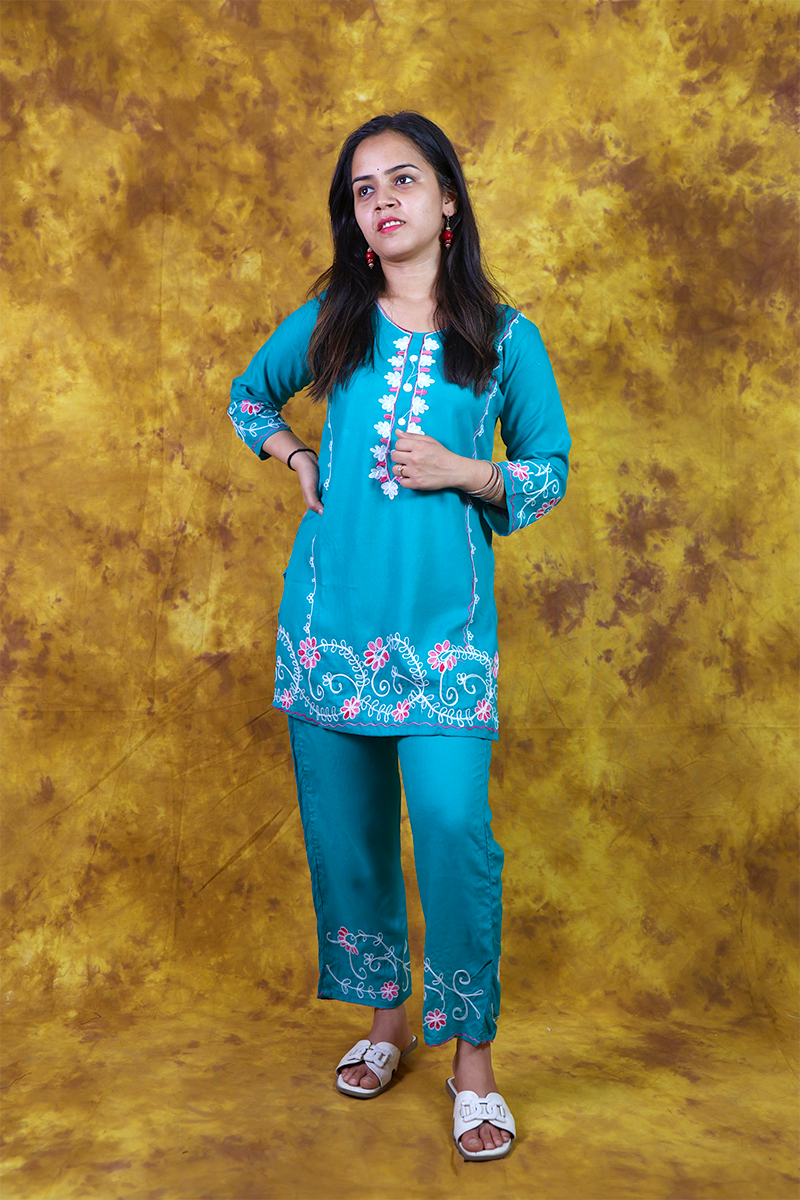 Blue Threadwork Co-ord set