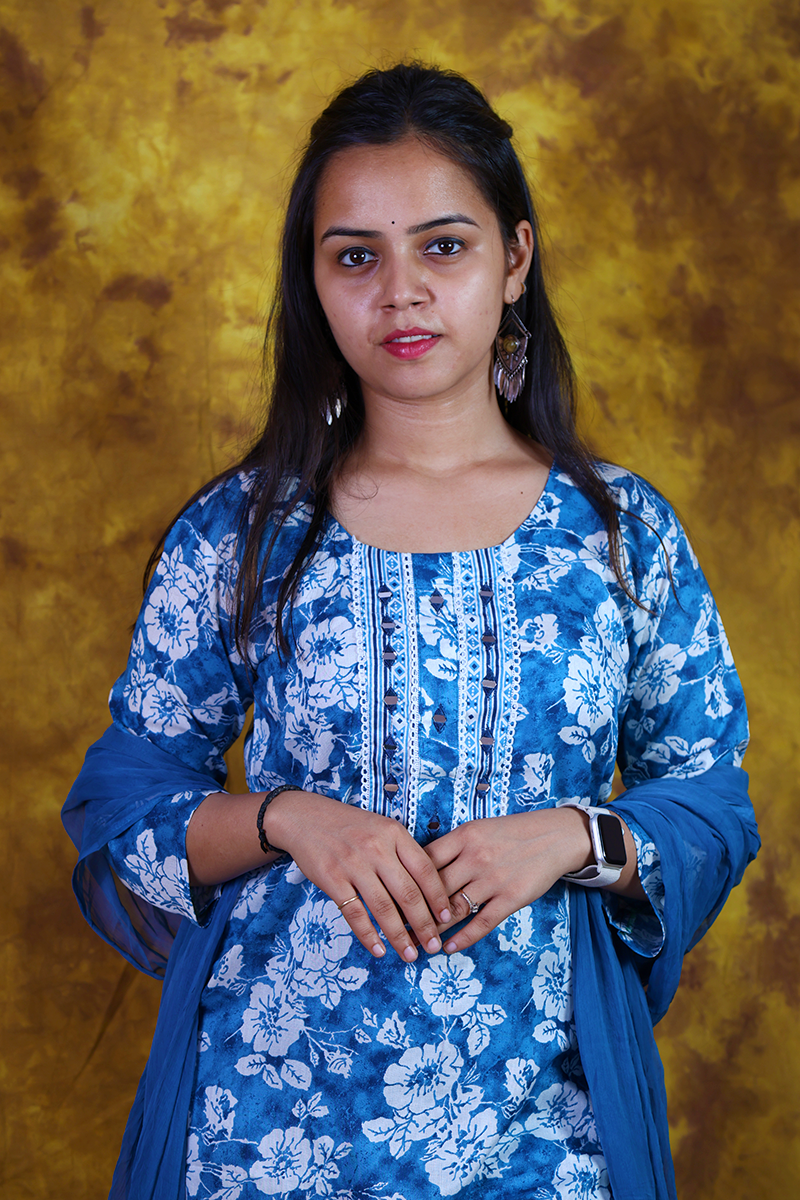 Indigo Floral Print Kurta Set 2