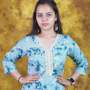 Sky Blue printed kurta set