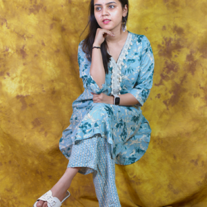 Sky Blue printed kurta set - Khushiyan