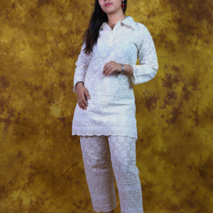 White Chikankari Co-ord Set - Khushiyan
